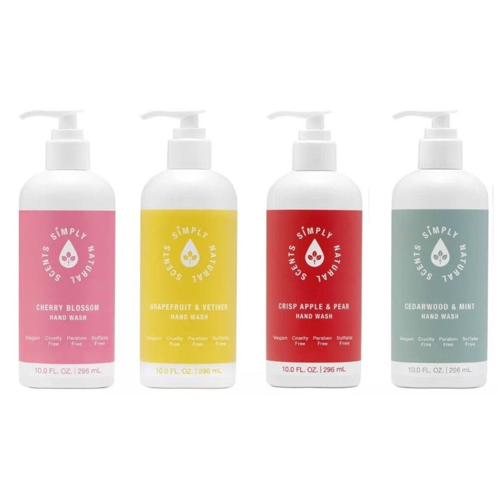 SIMPLY NATURAL SCENTS Set Of 4 Hand Wash 10-oz Vegan Paraben Free